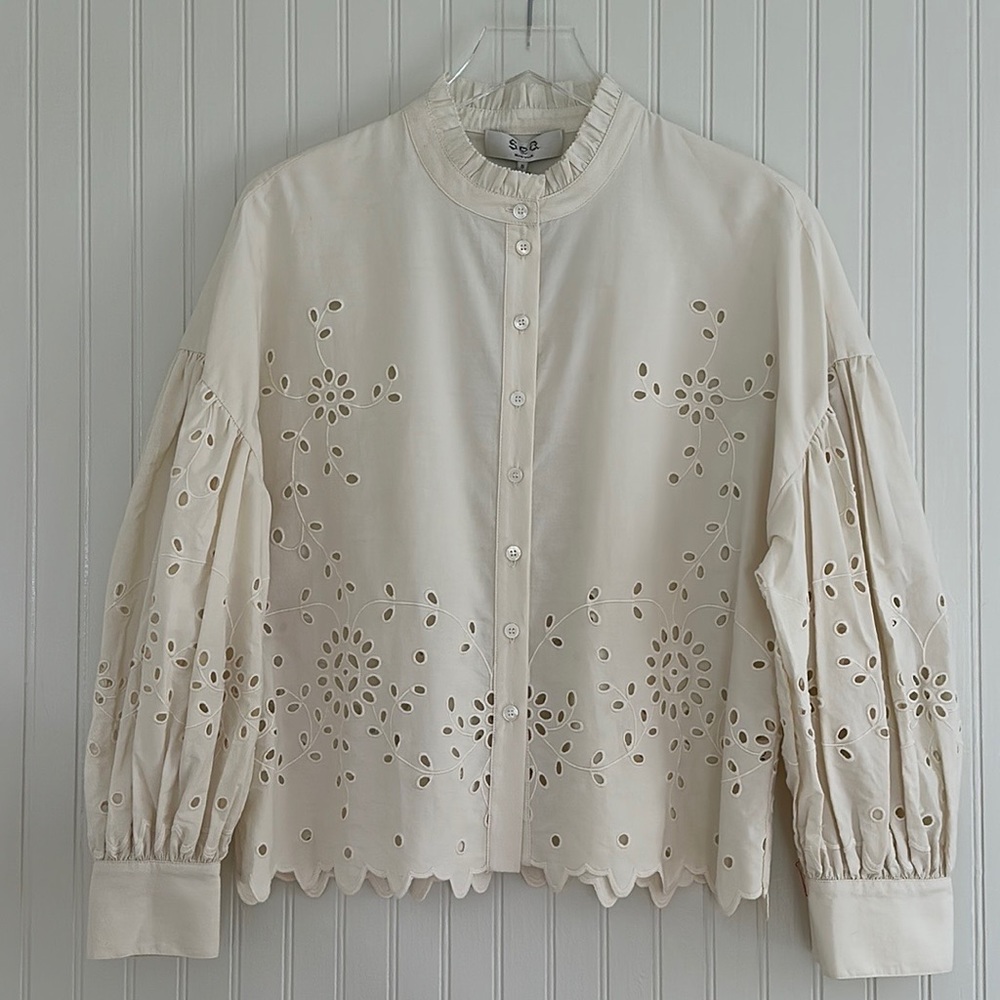 Sea New York Fern Eyelet Long-Sleeve Shirt NWT